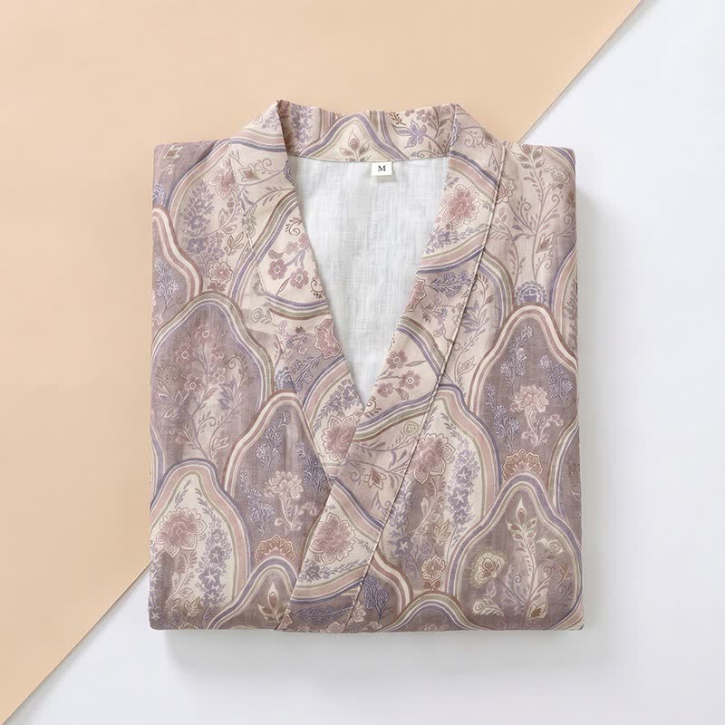 Boho Vintage Kimono-Bademantel aus Baumwollgaze - image 2