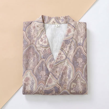 Boho Vintage Kimono-Bademantel aus Baumwollgaze - image 2