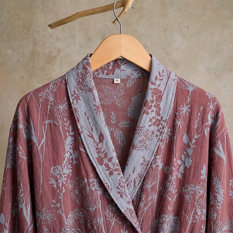 Vintage-Bademantel aus Baumwolle mit botanischem Flair (Doppelgaze) - image 4
