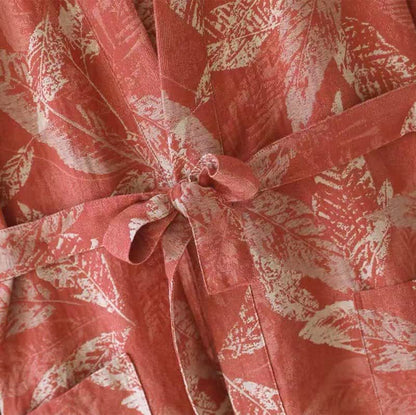 Kimono-Bademantel aus Baumwollgaze mit Korallenblattmuster - image 9