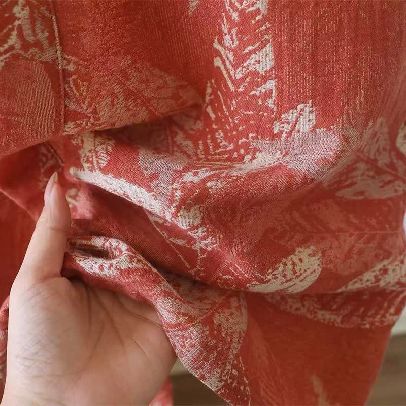 Kimono-Bademantel aus Baumwollgaze mit Korallenblattmuster - image 10