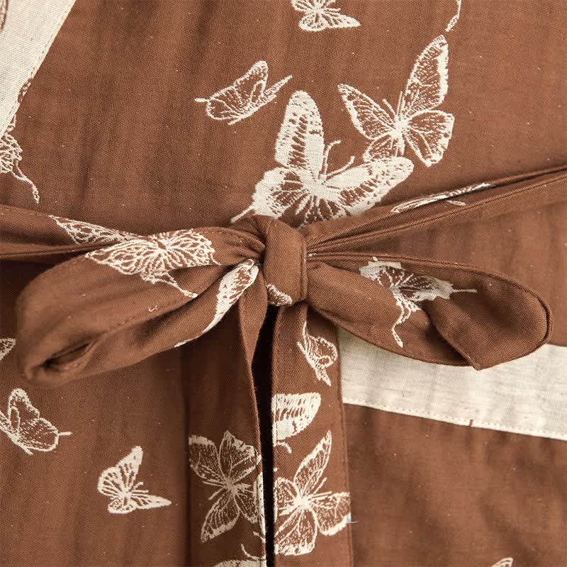 Eleganter Kimono-Bademantel aus Baumwolle mit Schmetterlingsmotiv - image 5