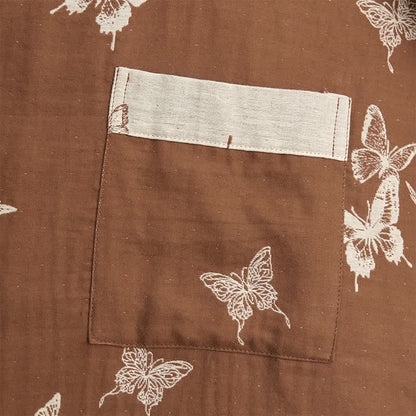 Eleganter Kimono-Bademantel aus Baumwolle mit Schmetterlingsmotiv - image 4