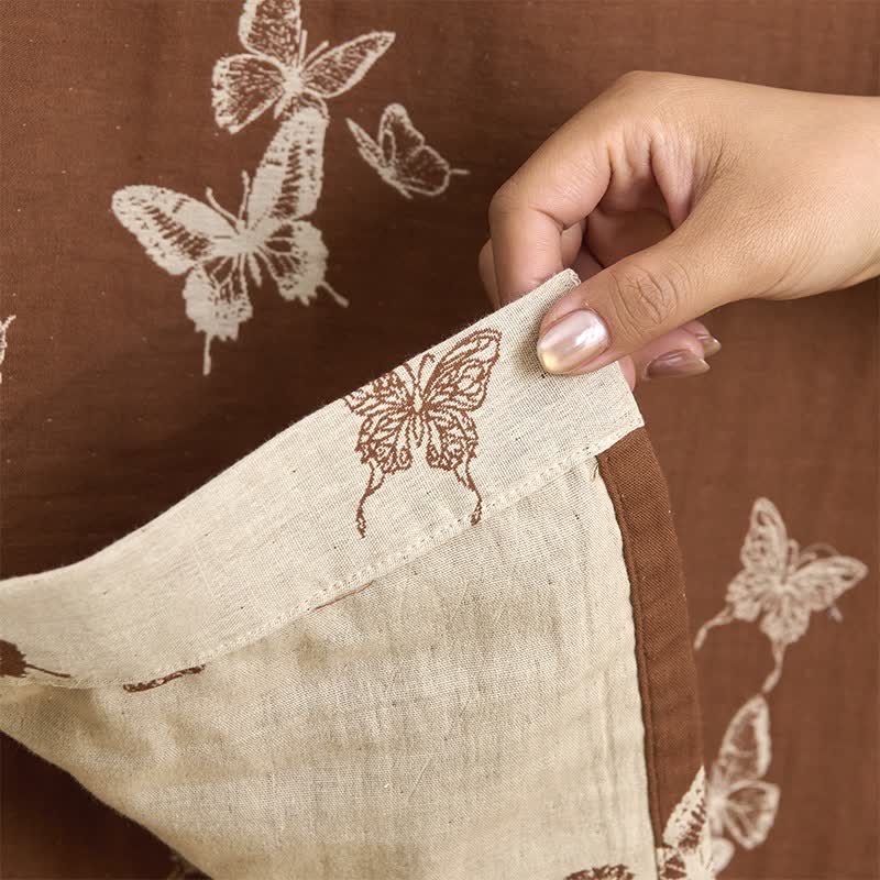 Eleganter Kimono-Bademantel aus Baumwolle mit Schmetterlingsmotiv - image 7