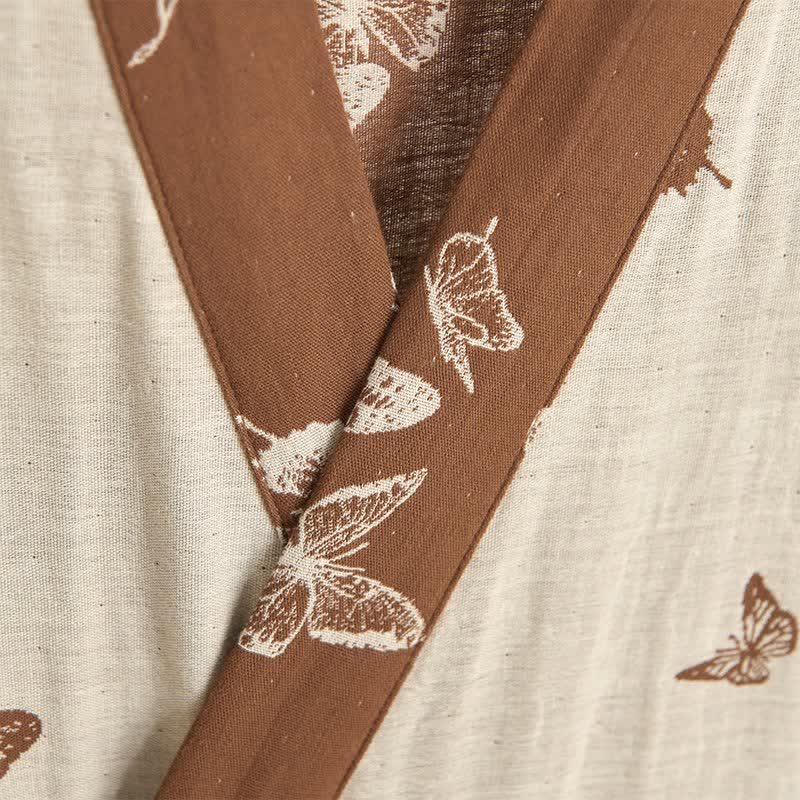 Eleganter Kimono-Bademantel aus Baumwolle mit Schmetterlingsmotiv - image 11