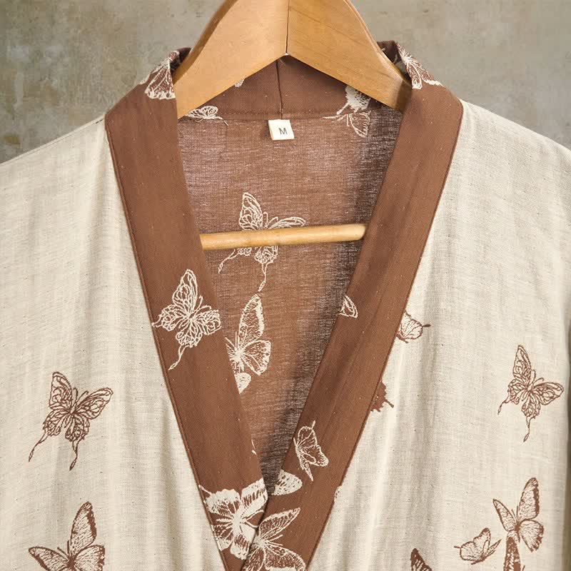 Eleganter Kimono-Bademantel aus Baumwolle mit Schmetterlingsmotiv - image 10