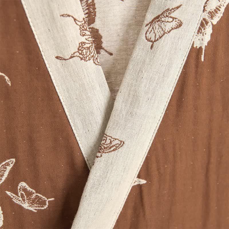 Eleganter Kimono-Bademantel aus Baumwolle mit Schmetterlingsmotiv - image 3