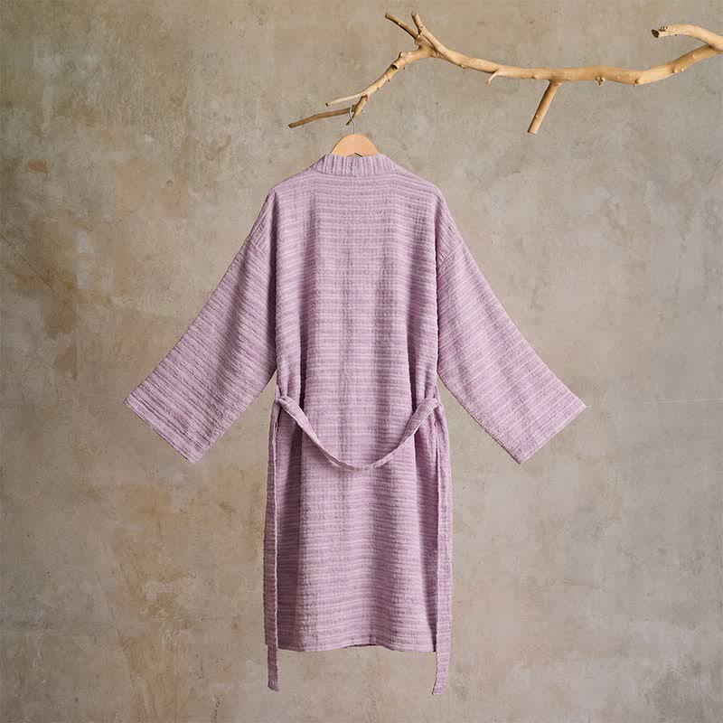 Kimono-Bademantel aus Baumwolle mit Waffelmuster - image 2