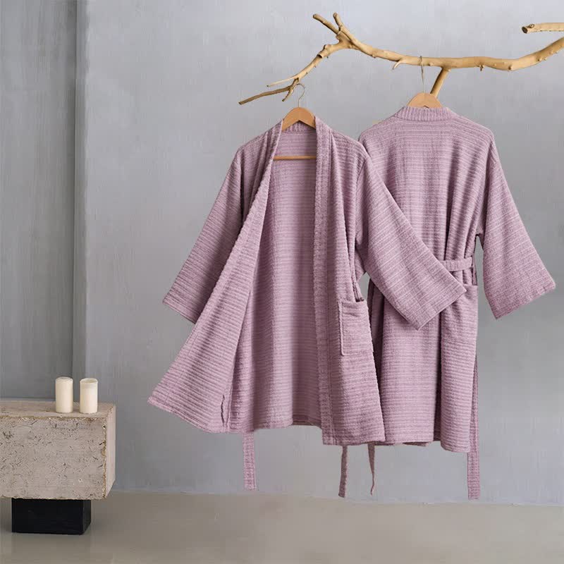 Kimono-Bademantel aus Baumwolle mit Waffelmuster - image 1