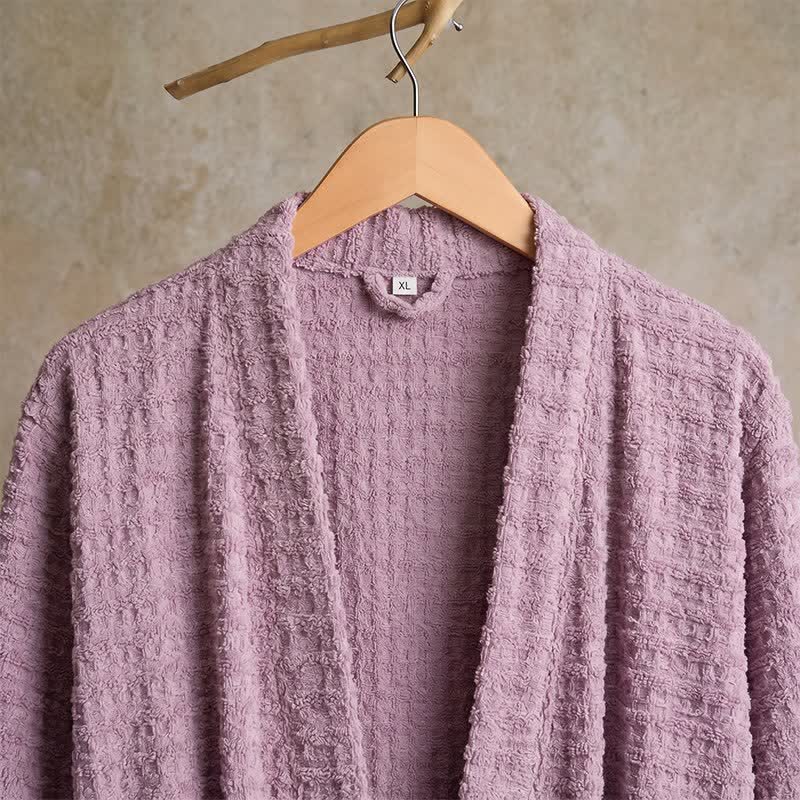 Kimono-Bademantel aus Baumwolle mit Waffelmuster - image 4