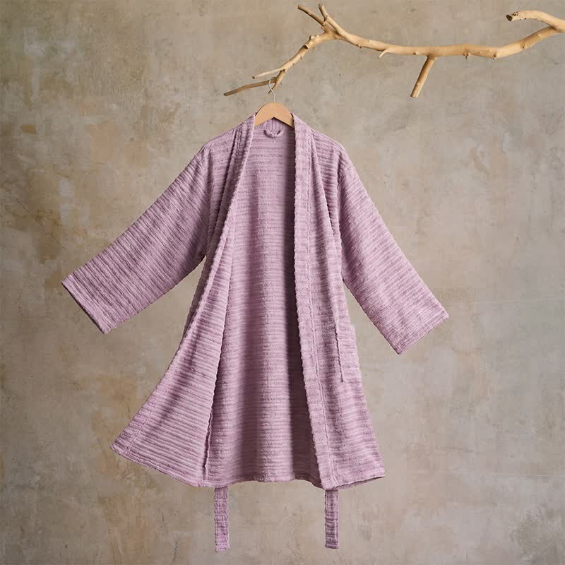 Kimono-Bademantel aus Baumwolle mit Waffelmuster - Lila - XL - image 0