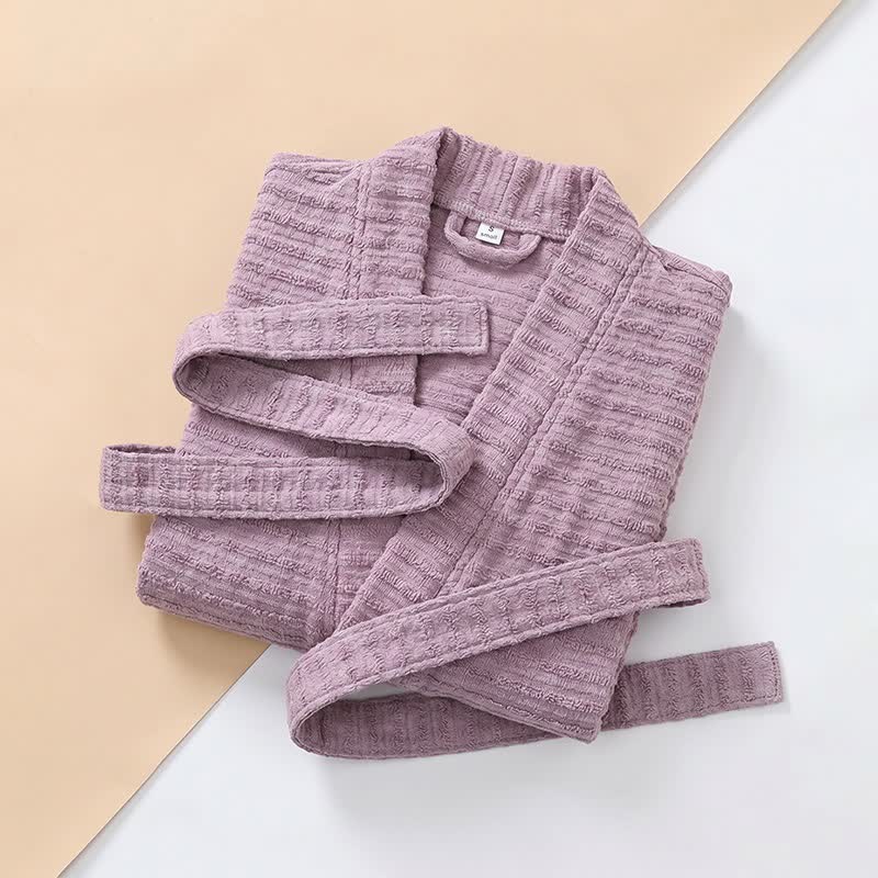 Kimono-Bademantel aus Baumwolle mit Waffelmuster - image 3