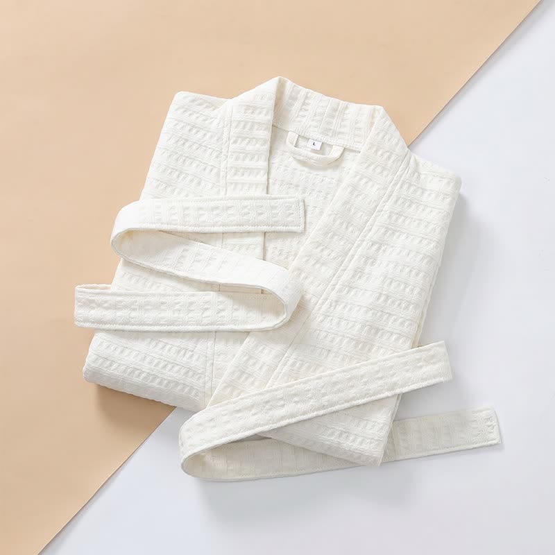Kimono-Bademantel aus Baumwolle mit Waffelmuster - image 14