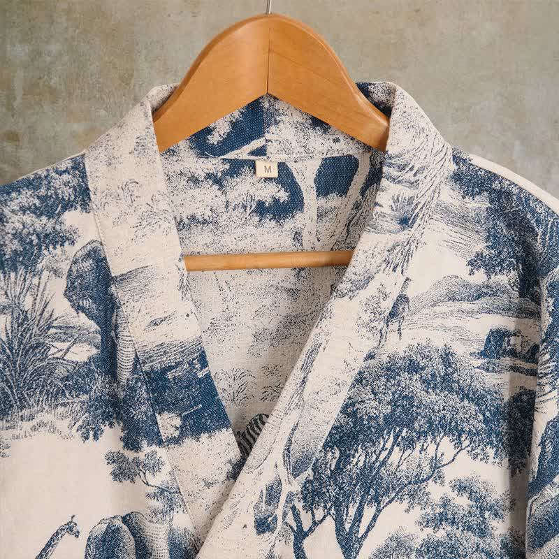 Kimono-Bademantel aus Baumwolle mit Toile-Print - image 2