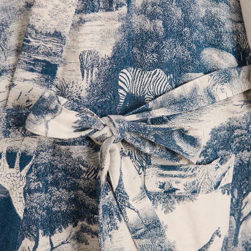 Kimono-Bademantel aus Baumwolle mit Toile-Print - image 5
