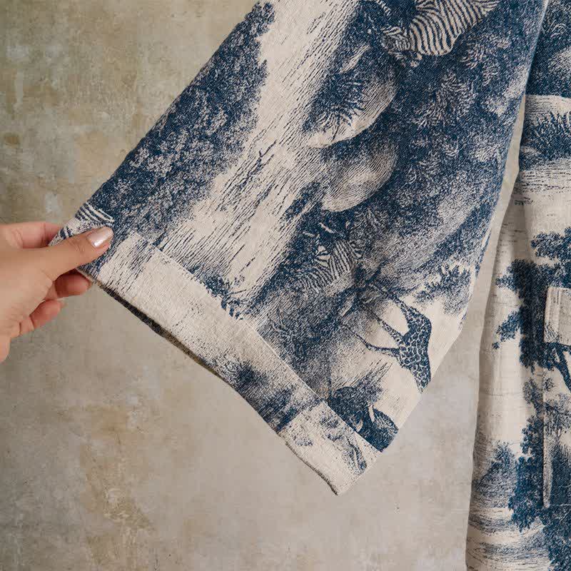 Kimono-Bademantel aus Baumwolle mit Toile-Print - image 4