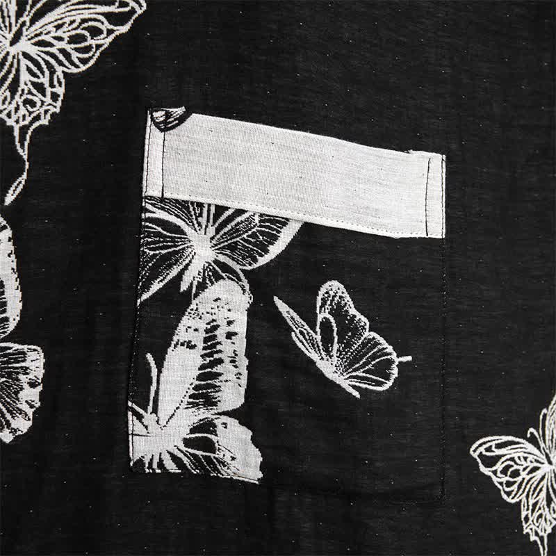 Kimono-Bademantel aus reiner Baumwolle mit Schmetterlingsmotiv - image 5