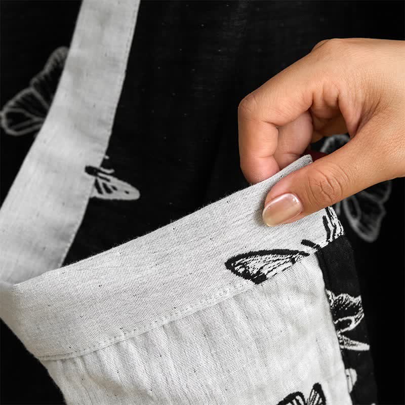Kimono-Bademantel aus reiner Baumwolle mit Schmetterlingsmotiv - image 6