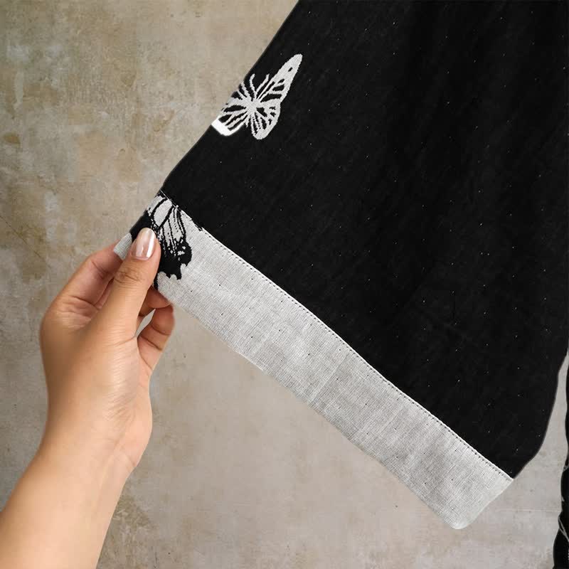 Kimono-Bademantel aus reiner Baumwolle mit Schmetterlingsmotiv - image 3