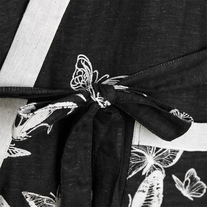 Kimono-Bademantel aus reiner Baumwolle mit Schmetterlingsmotiv - image 4