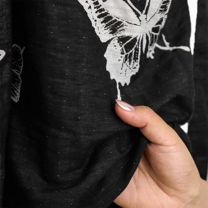 Kimono-Bademantel aus reiner Baumwolle mit Schmetterlingsmotiv - image 7