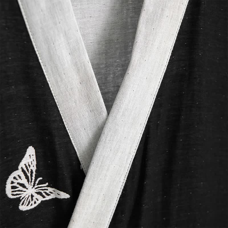 Kimono-Bademantel aus reiner Baumwolle mit Schmetterlingsmotiv - image 2
