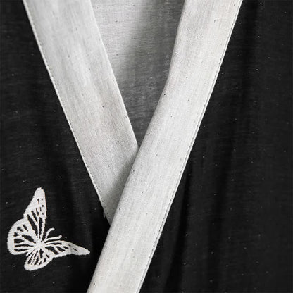 Kimono-Bademantel aus reiner Baumwolle mit Schmetterlingsmotiv - image 2