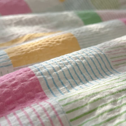 Mehrfarbiges Patchwork-Bettwäscheset aus Baumwolle im Pastell-Look (4-teilig) - image 5