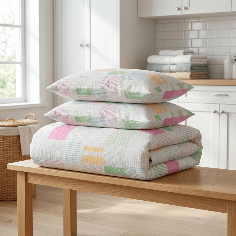 Mehrfarbiges Patchwork-Bettwäscheset aus Baumwolle im Pastell-Look (4-teilig) - image 3