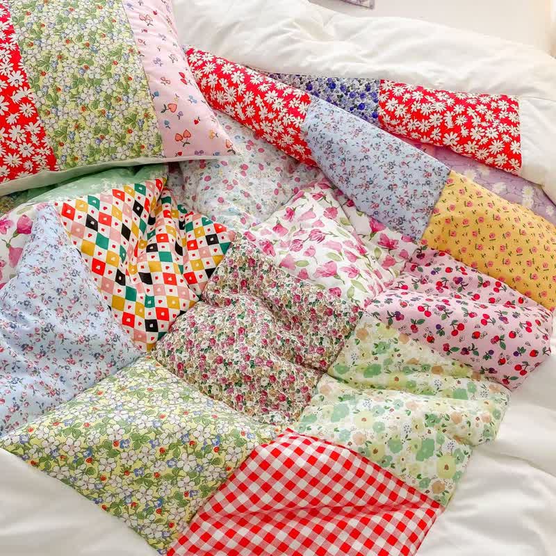 Buntes Patchwork-Bettwäscheset aus Baumwolle mit Blumenmuster - image 2