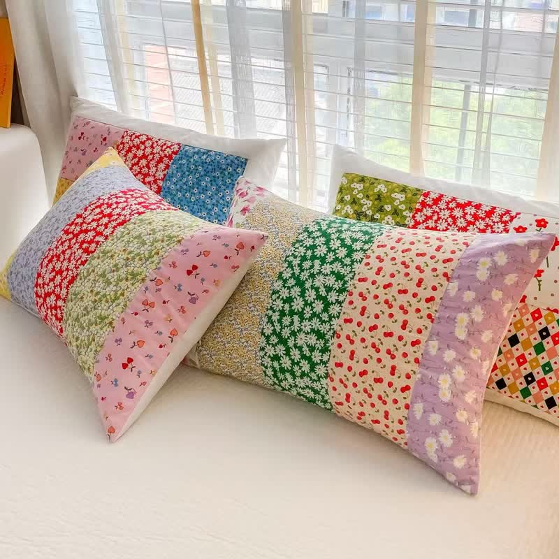 Buntes Patchwork-Bettwäscheset aus Baumwolle mit Blumenmuster - image 3