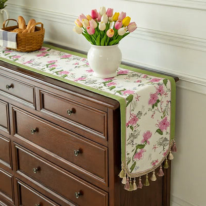Tischläufer im Landhausstil mit Blumenquasten - image 2