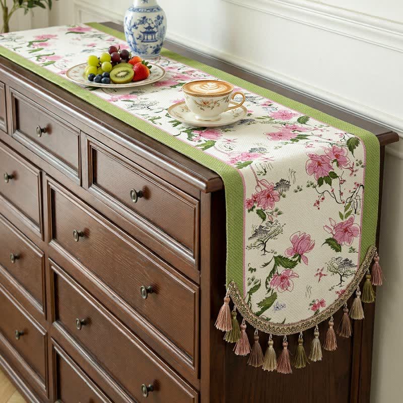 Tischläufer im Landhausstil mit Blumenquasten - 40cm x 260cm - image 0