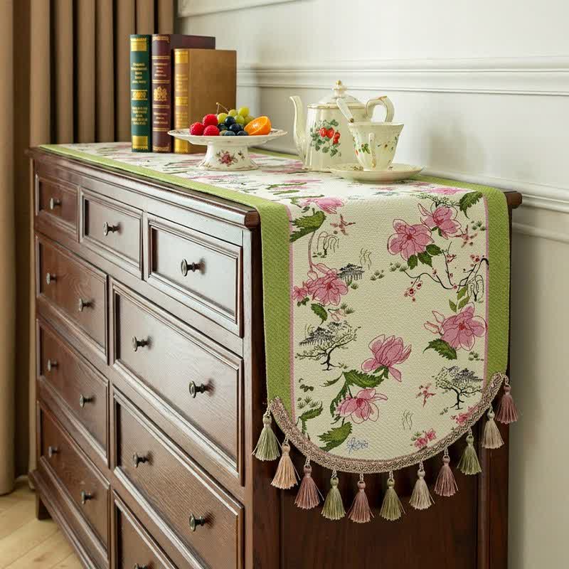 Tischläufer im Landhausstil mit Blumenquasten - image 1