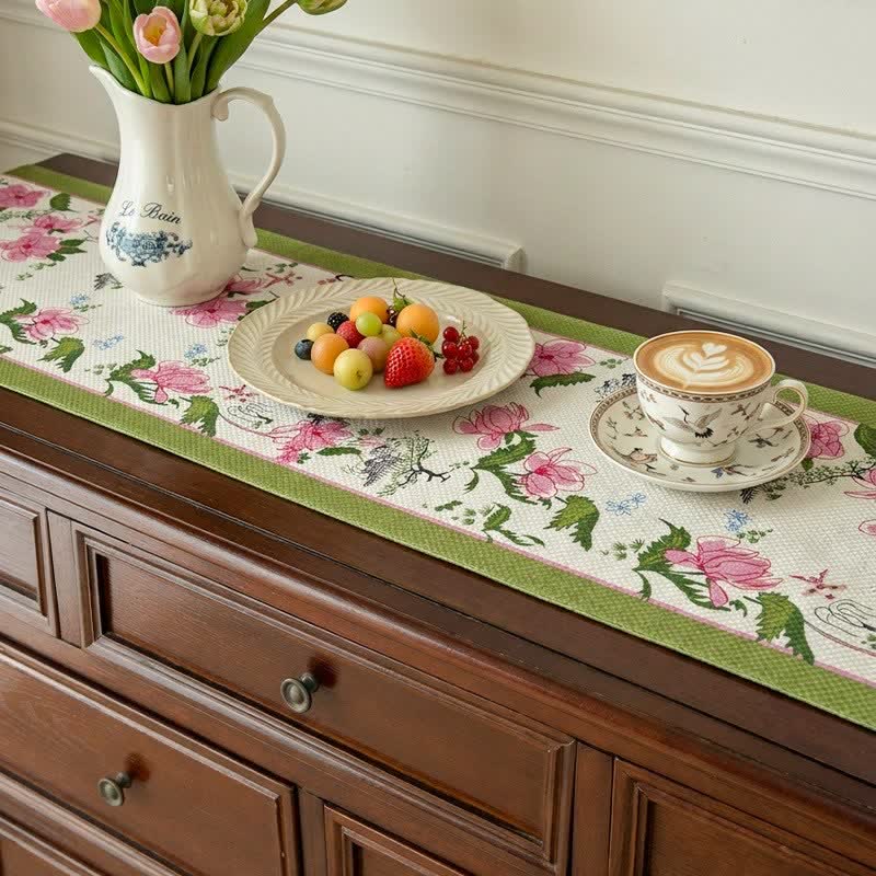 Tischläufer im Landhausstil mit Blumenquasten - image 3