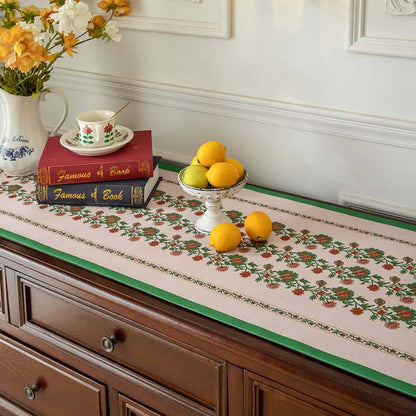 Eleganter Tischläufer mit Blumenmuster und Quastenbesatz - image 2