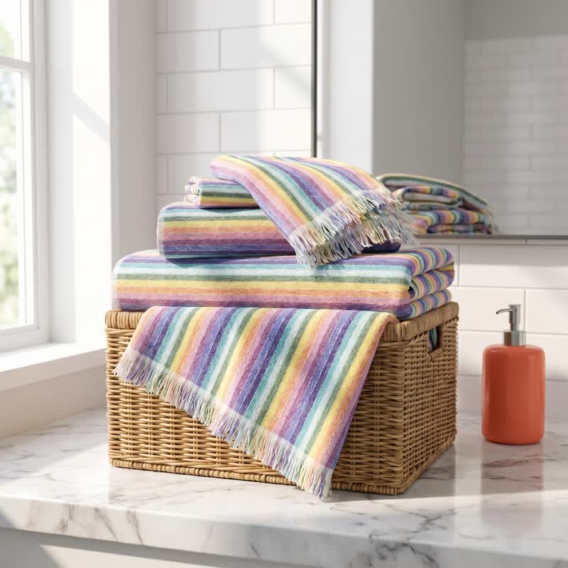 Regenbogenfarbenes, atmungsaktives Baumwollhandtuch - image 1