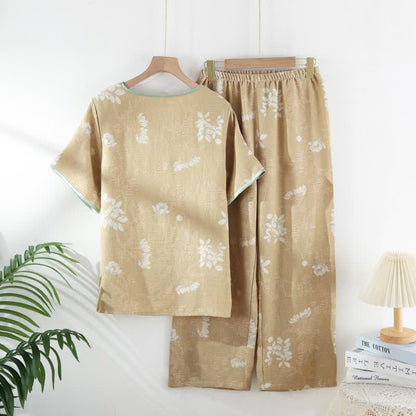 Loungewear-Set aus Baumwolle mit Blumenmuster und chinesischem Knoten - image 2
