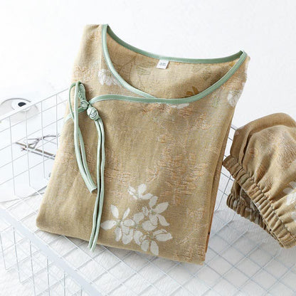 Loungewear-Set aus Baumwolle mit Blumenmuster und chinesischem Knoten - image 3