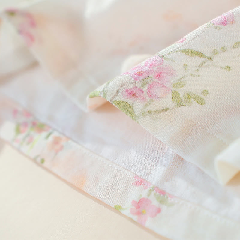 Pyjama mit Blumenmuster aus Bambus-Baumwolle mit Bindeband am Hals - image 12