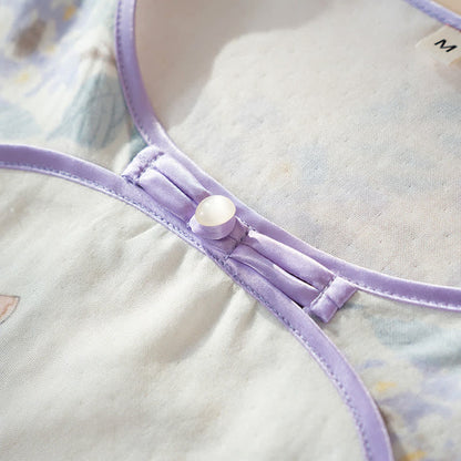 Damenpyjama aus Bambusfaser mit Blumen- und Schmetterlingsmuster - image 8