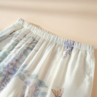 Damenpyjama aus Bambusfaser mit Blumen- und Schmetterlingsmuster - image 10