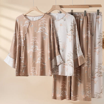 Loungewear-Set für Damen aus orientalisch bedrucktem Fiberglas - image 0