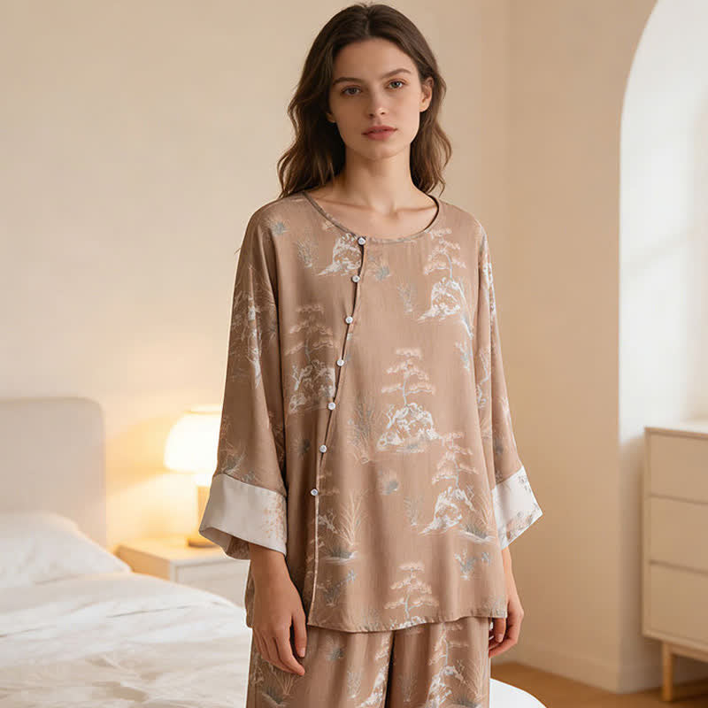 Loungewear-Set für Damen aus orientalisch bedrucktem Fiberglas - image 5