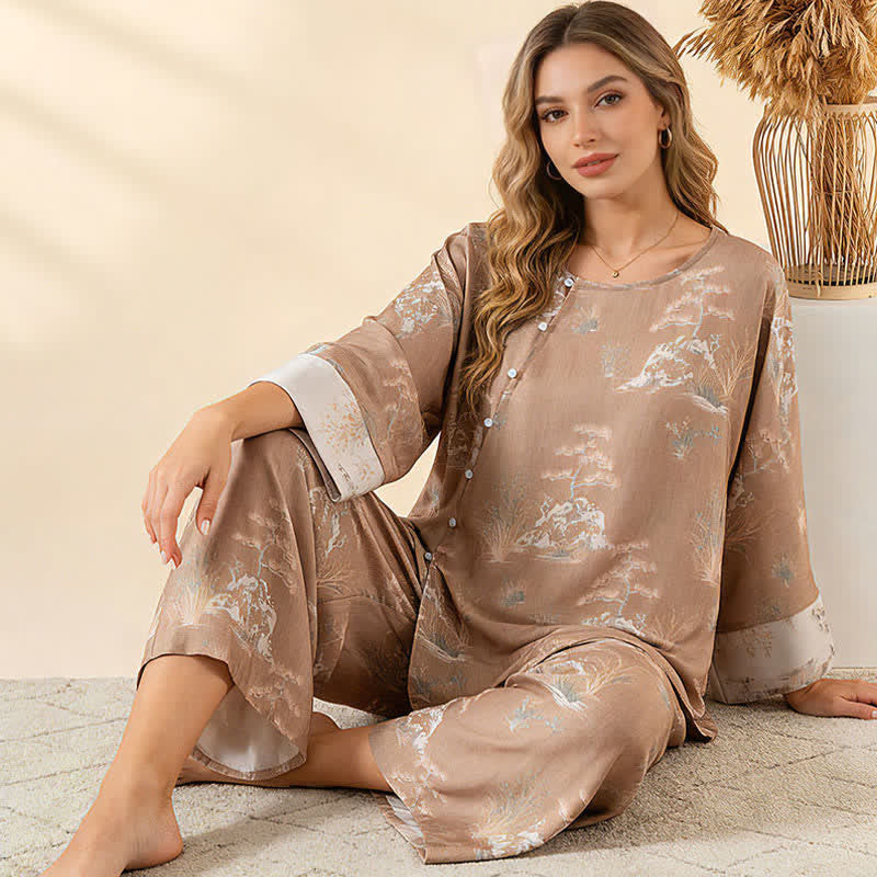 Loungewear-Set für Damen aus orientalisch bedrucktem Fiberglas - image 4