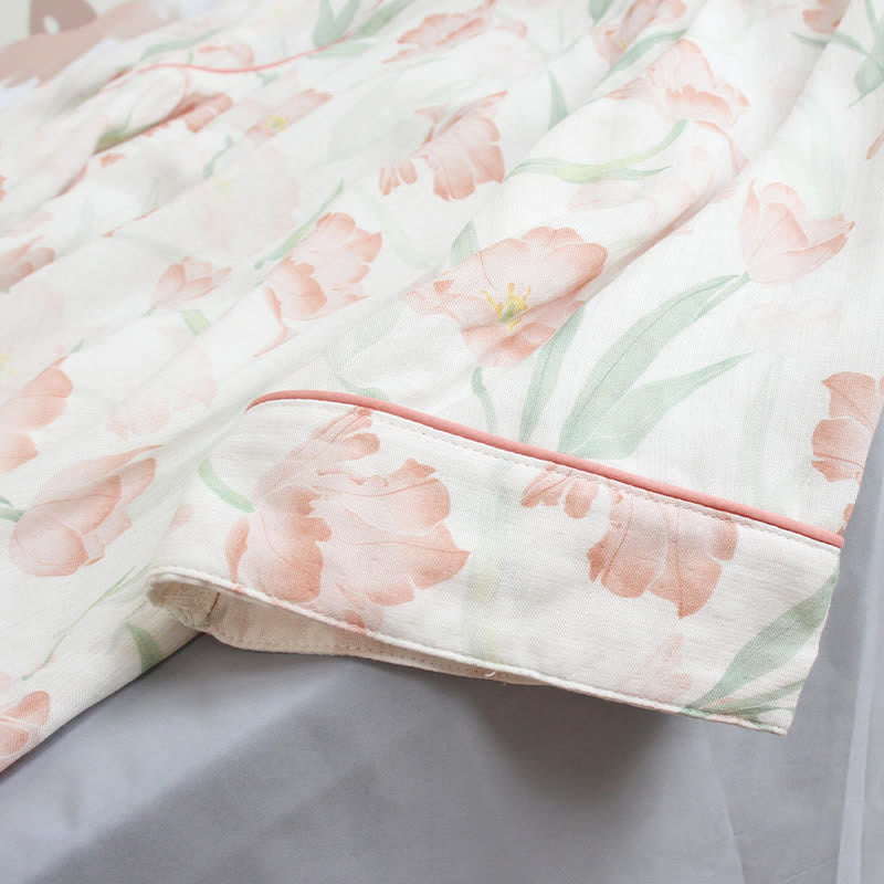 Damenpyjama aus Bambusfaser mit Tulpenmuster - image 5