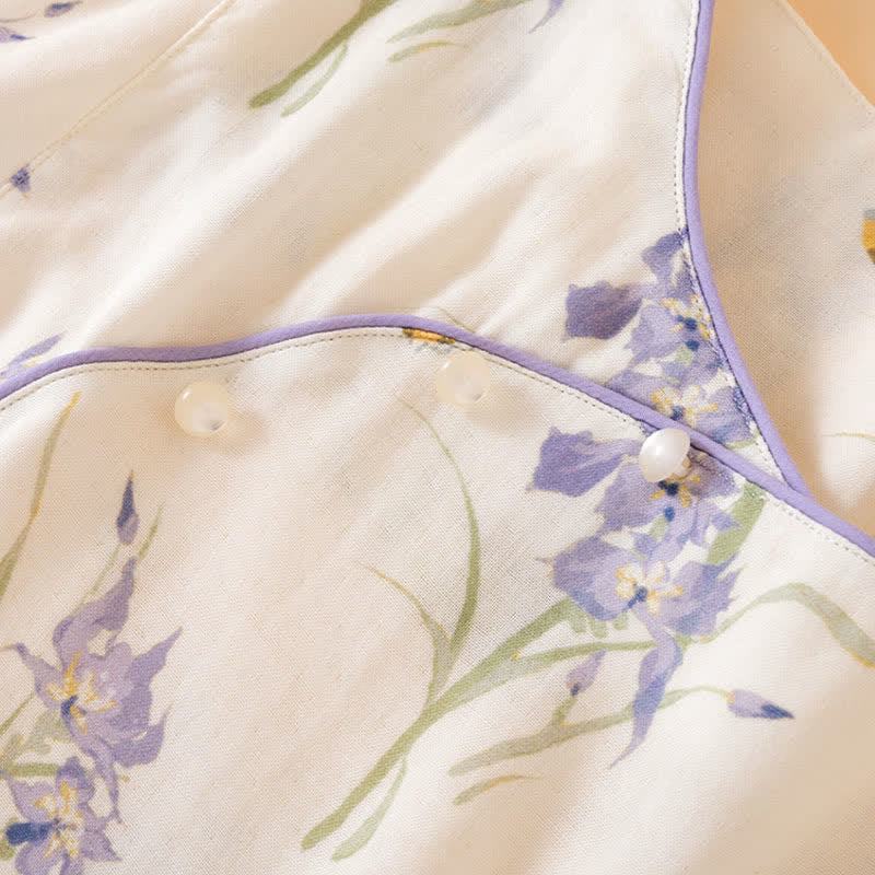 Damenpyjama mit Iris-Print aus Bambusfaser - image 7