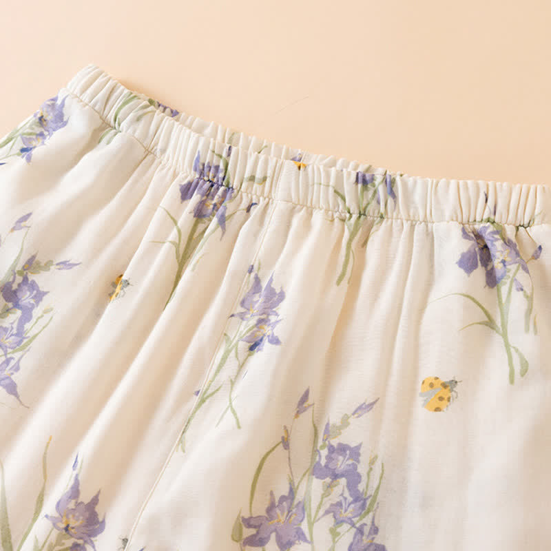 Damenpyjama mit Iris-Print aus Bambusfaser - image 9