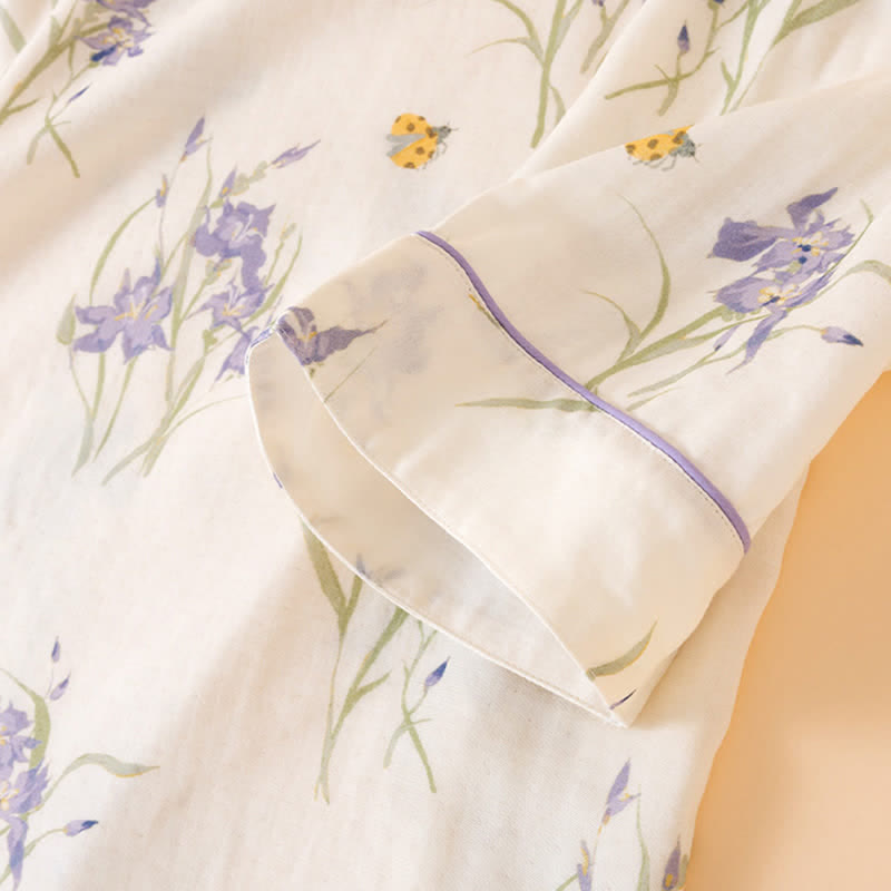 Damenpyjama mit Iris-Print aus Bambusfaser - image 8