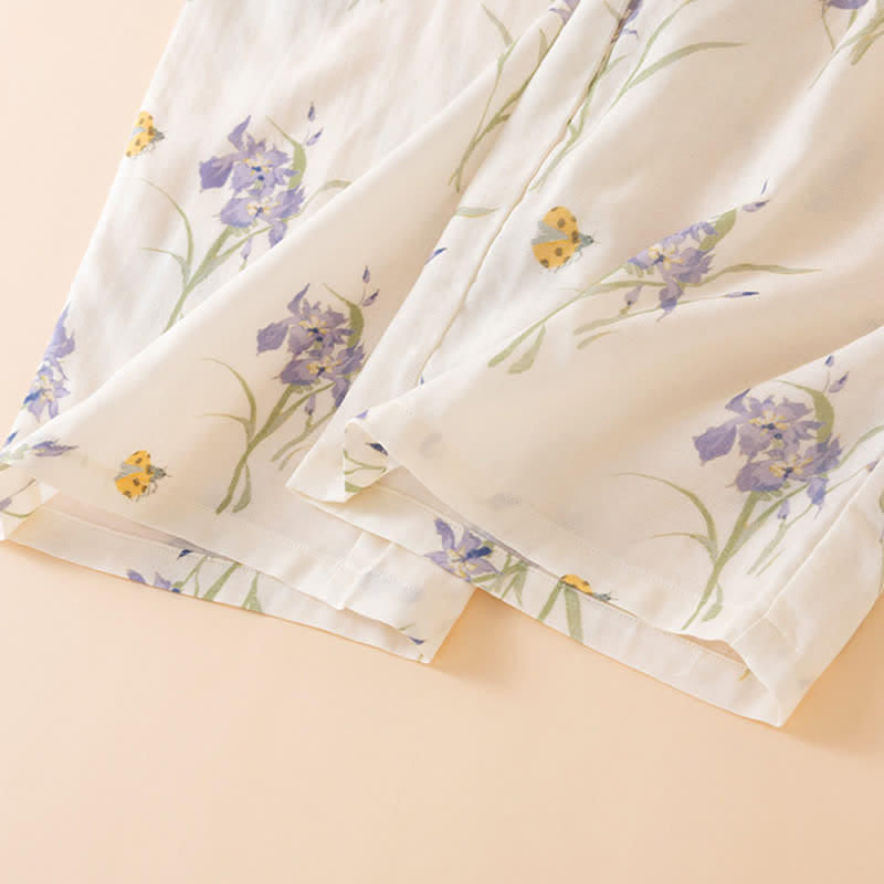 Damenpyjama mit Iris-Print aus Bambusfaser - image 10